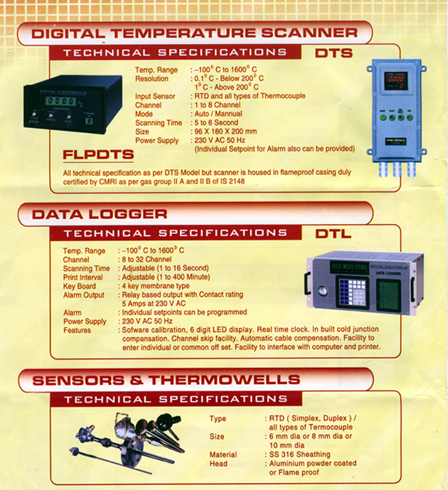 Digital Temperature Scanner, Data Logger, Sensors, Thermowells
